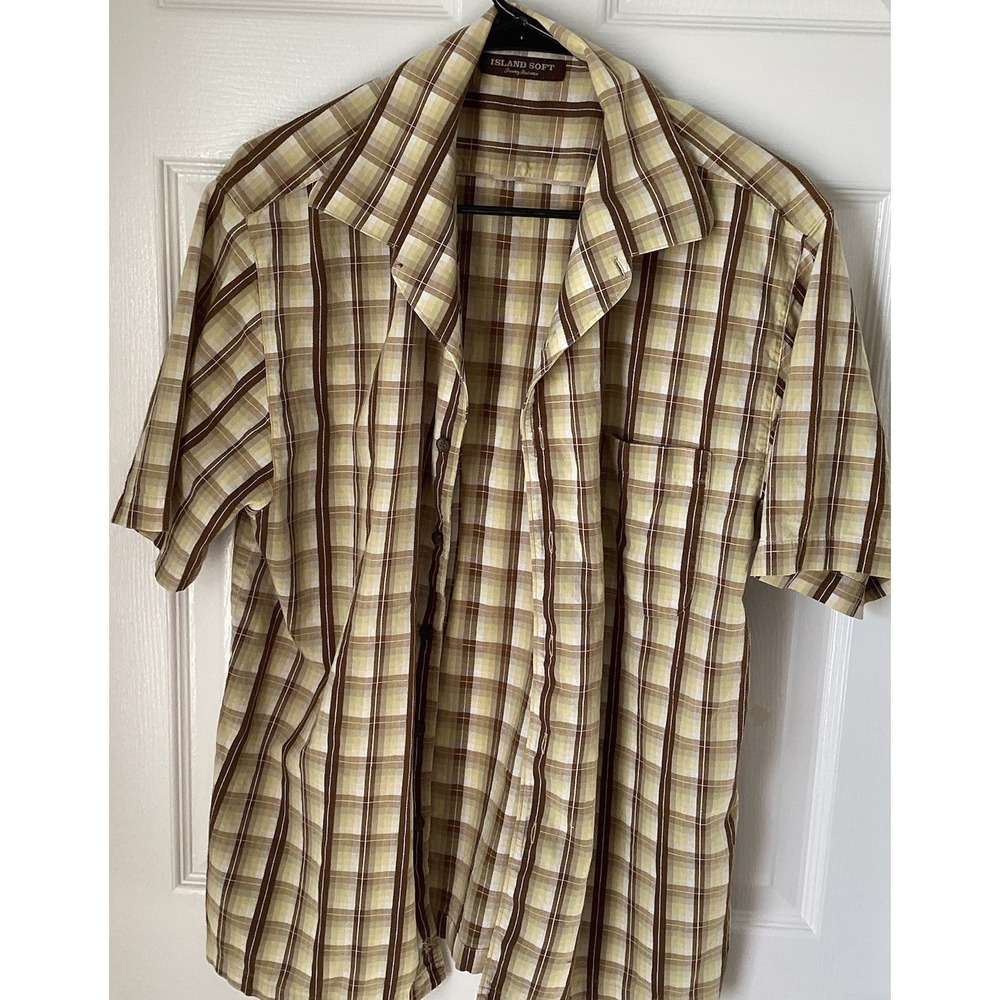 Tommy Bahamas Mens XL Island Soft Blend Checkered Brown, Beige Lime. - Picture 2 of 5